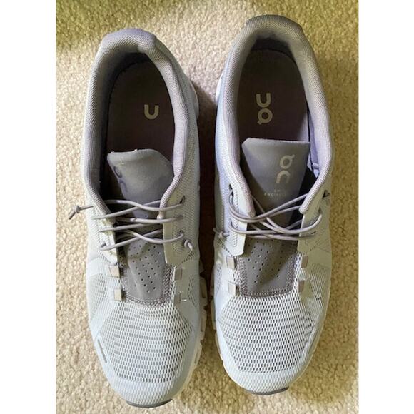 On Cloud, On Women's Cloud 5 Sneakers, Heather/ Fossil, Blue/Gray, Size 10 - Picture 3 of 8